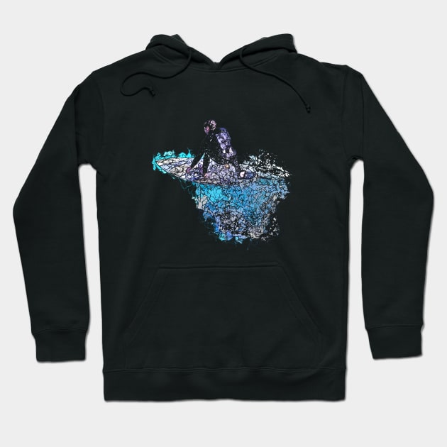 Surfer Riding a Wave Fractal Tattoo Design Hoodie by Webdango